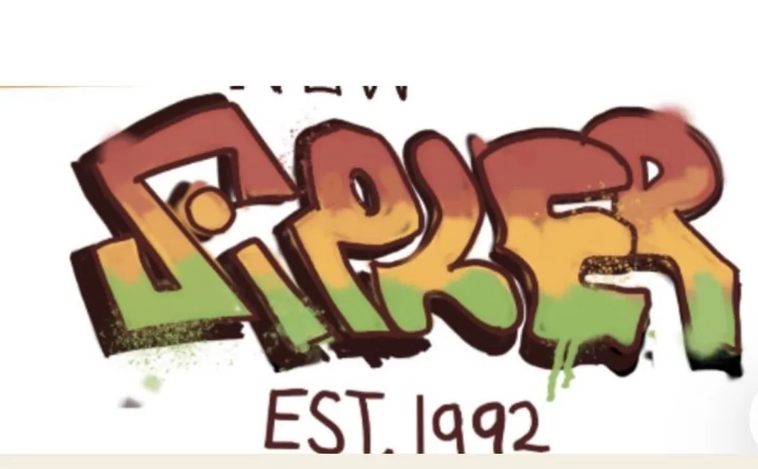 Sipher written in graffiti letters in red, orange and green